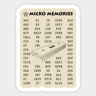 Z80 Microprocessor and Opcodes Sticker